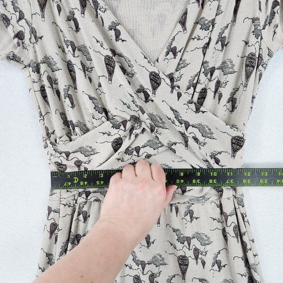 Leifnotes Dress Womens Small Tan Up Away Hot Air Balloon A Line Anthropologie - Picture 7 of 14